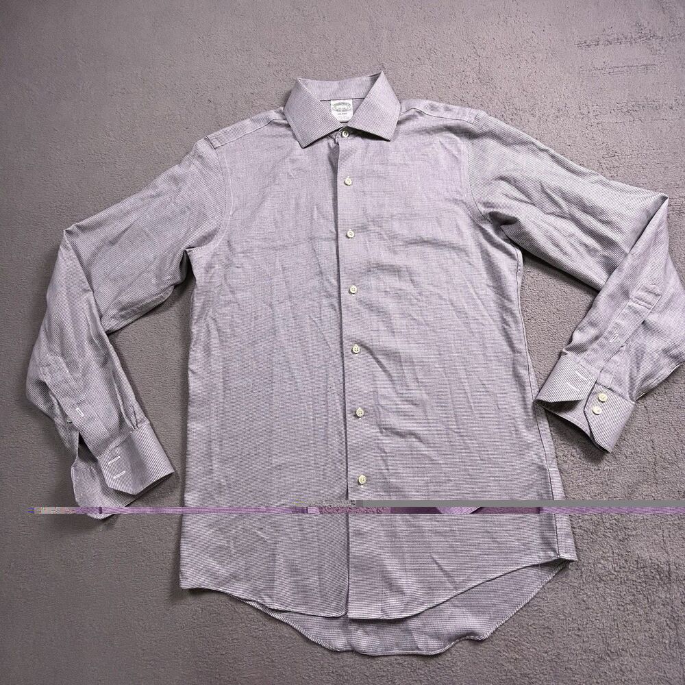 Brooks Brothers Shirt Mens 15 34 Milano Fit Non-Iron Supima Cotton Micro Check
